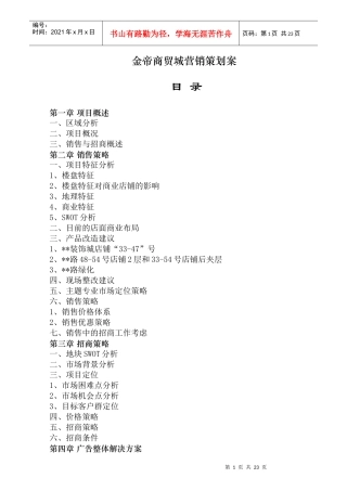 金帝商贸城营销策划案