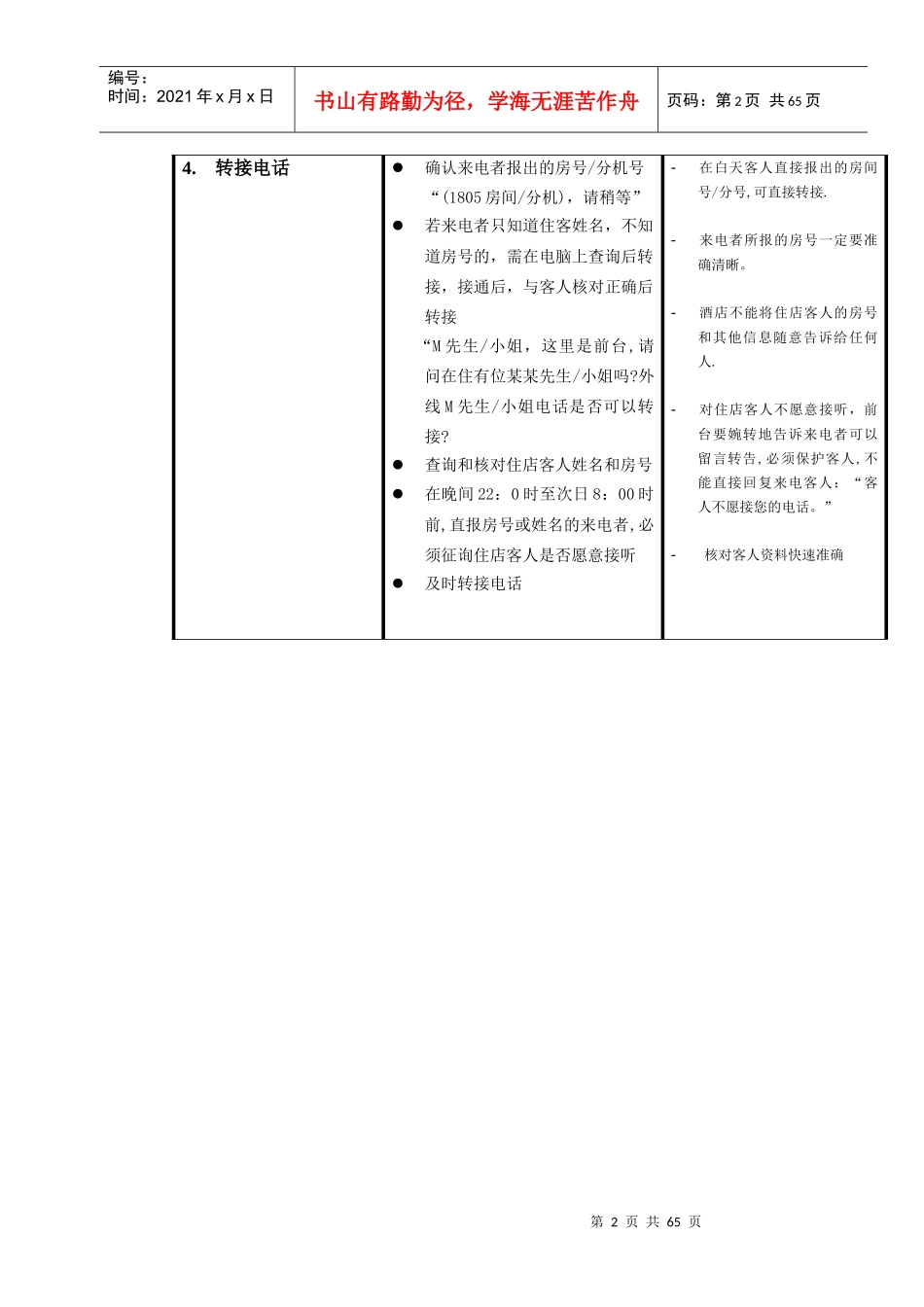 莫泰前台服务工作流程_第2页