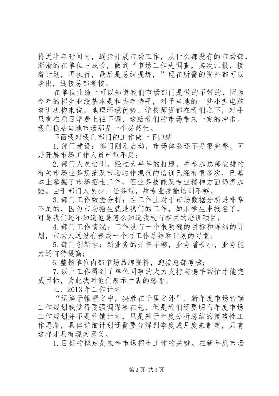 市场专员的个人工作总结_第2页