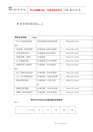 谈呼伦贝尔市住宅小区物业服务收费标准