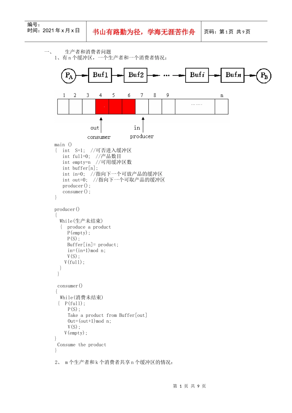 操作系统生产与消费者问题_第1页
