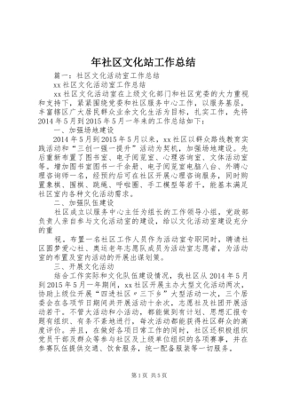 年社区文化站工作总结