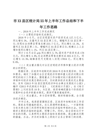市XX县区统计局XX年上半年工作总结和下半年工作思路