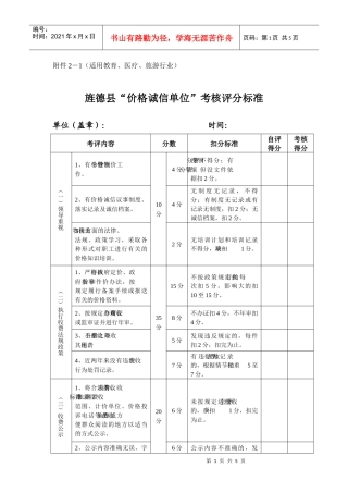 湖北省价格诚信单位考（自）评表1