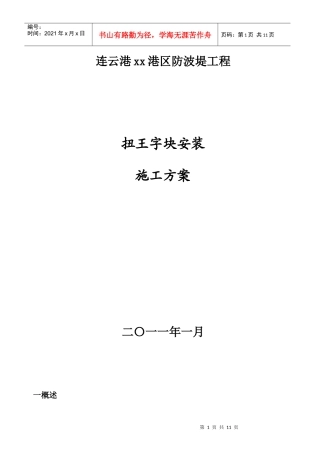 扭王字块安装施工方案