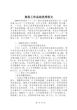 商务工作总结优秀范文