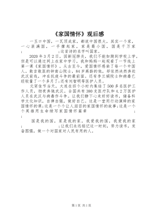 《家国情怀》观后感