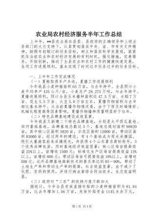 农业局农村经济服务半年工作总结