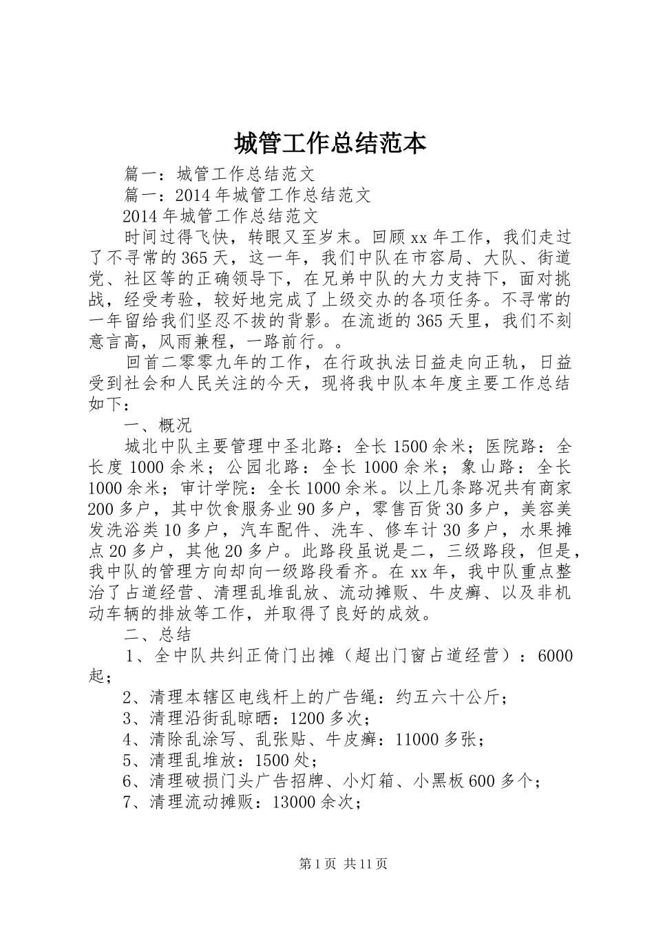 城管工作总结范本_第1页