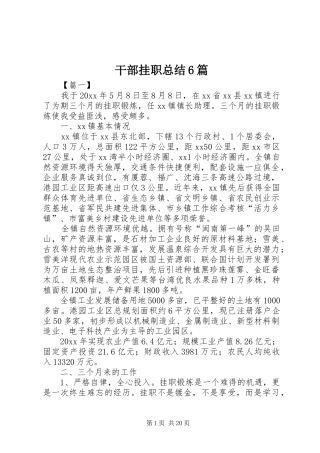 干部挂职总结6篇