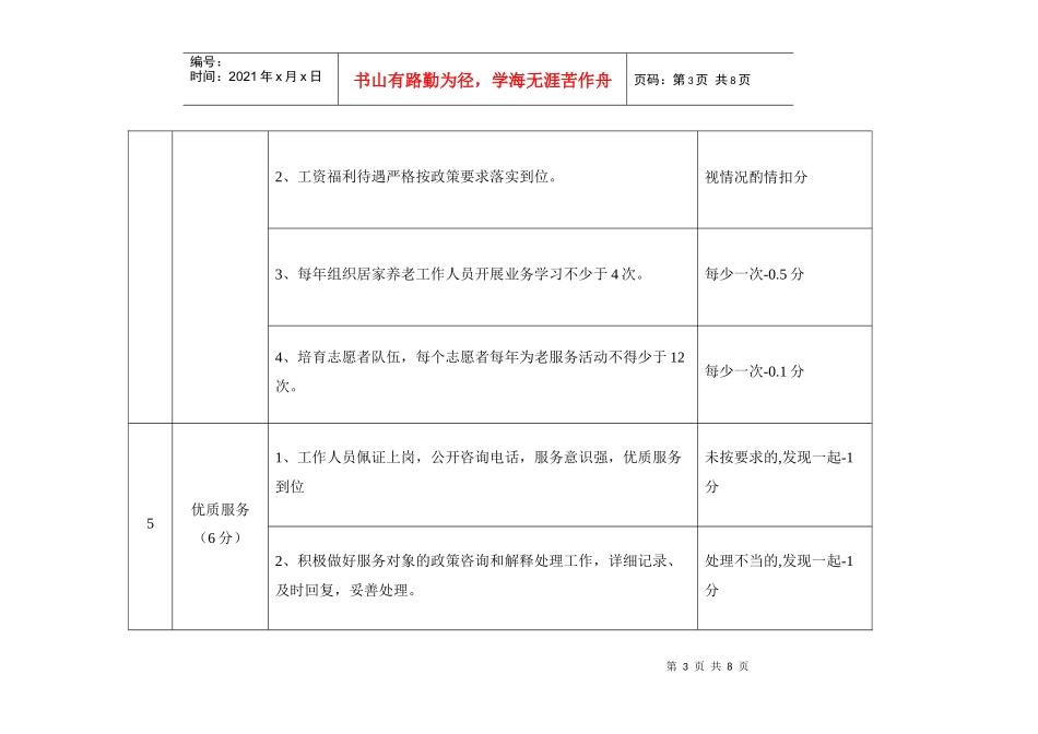 雨花区居家养老服务中心工作考评细则_第3页
