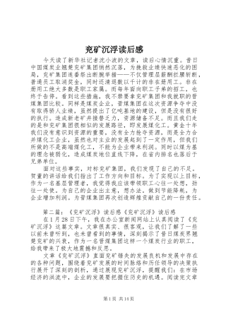 兖矿沉浮读后感