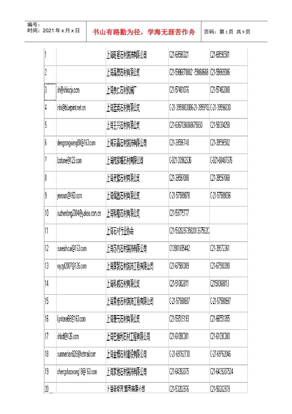 石材协会客户资料_第1页