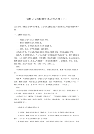 销售分支机构的管理过程巡检上
