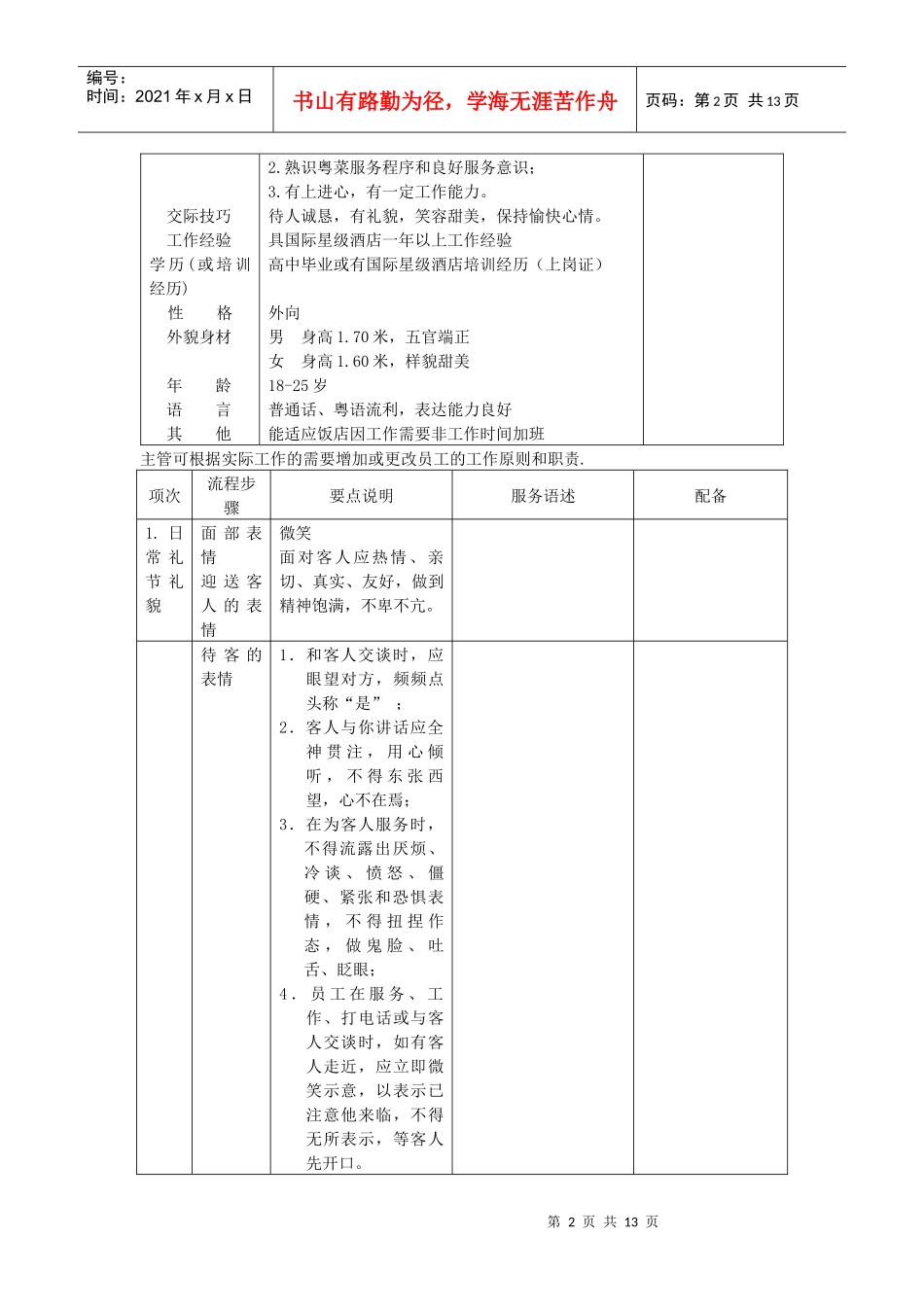 酒店粤菜厅服务员日常工作流程_第2页