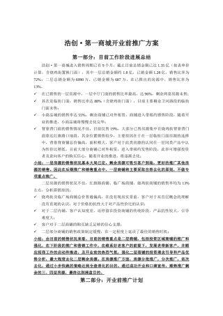 某商城开业前市场推广方案