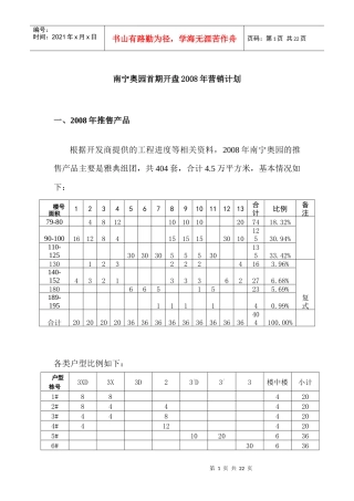某房地产首期开盘营销计划