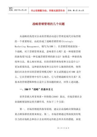 战略营销管理的几个问题doc15