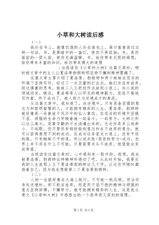 小草和大树读后感