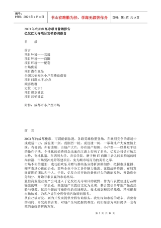 某某年成都红瓦寺项目营销报告