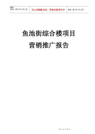 鱼池街综合楼项目营销推广报告