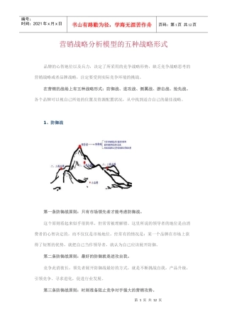 营销战略分析模型的五种战略形式