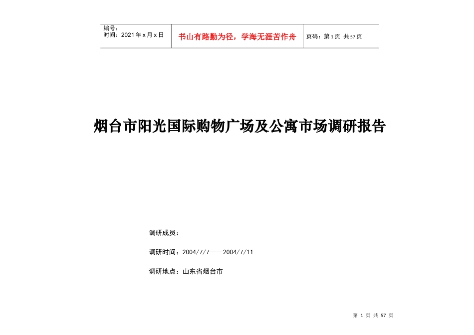 某国际购物广场及公寓市场调研报告_第1页