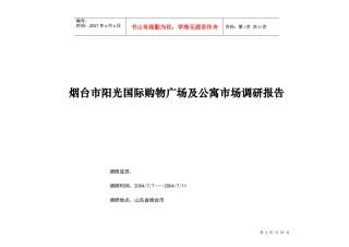 某国际购物广场及公寓市场调研报告