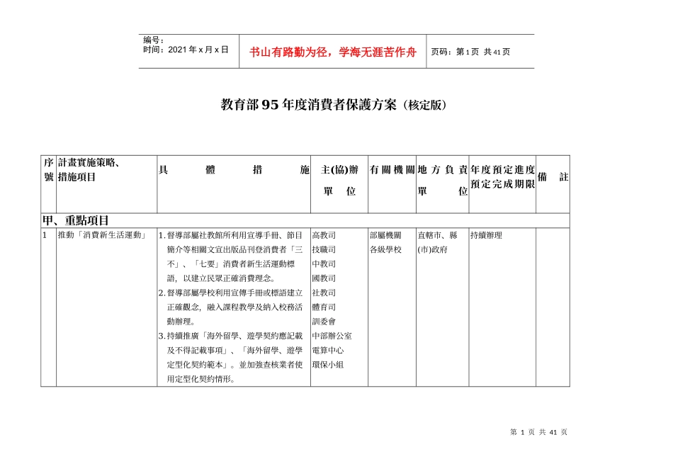 教育部95年度消费者保护方案(核定版)_第1页