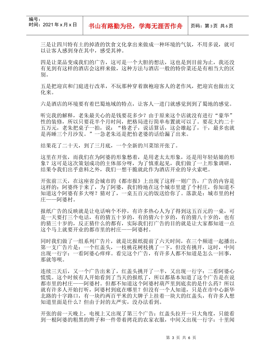 阿婆村小酒店营销整合纪实_第3页