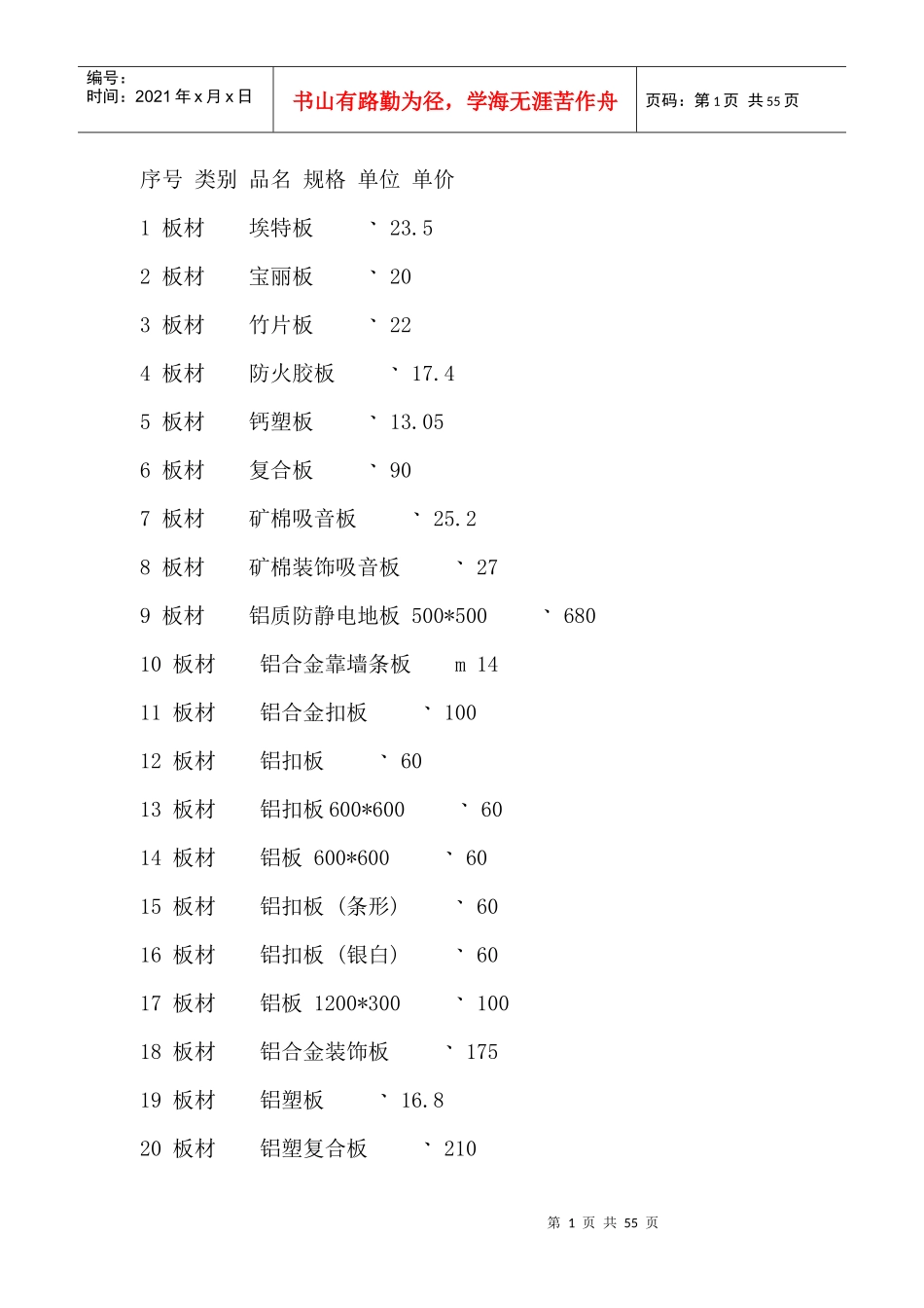 装饰材料一千多种价格表_第1页