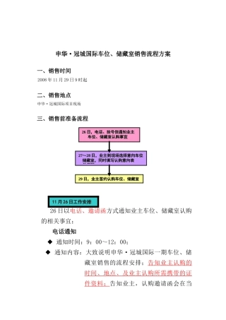 某国际车位储藏室销售流程方案分析