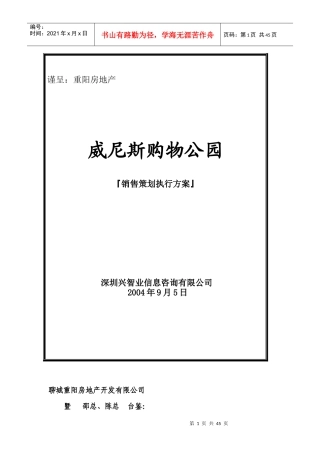 某购物公园销售策划执行方案