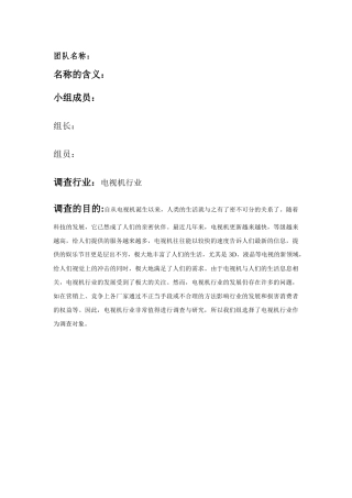 电视机行业调查