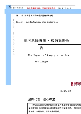 星河惠阳房地产营销策略报告专案