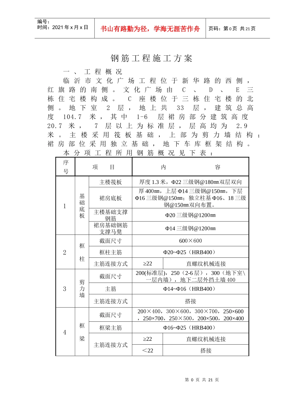钢筋施工方案1范本_第1页