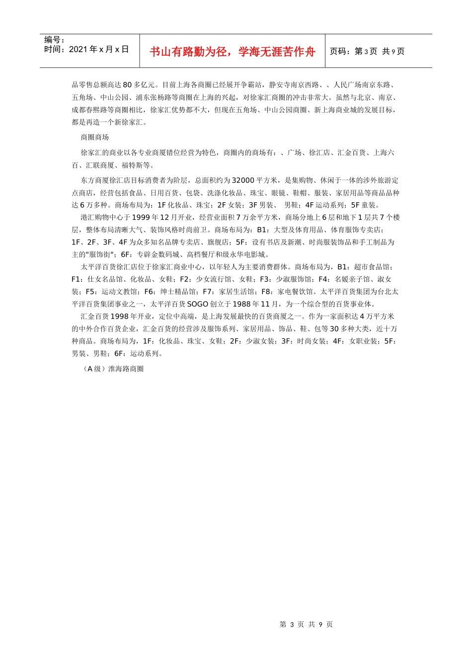 论上海主要商圈与商场调查_第3页