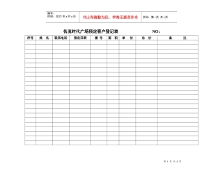 预定客户登记表 1
