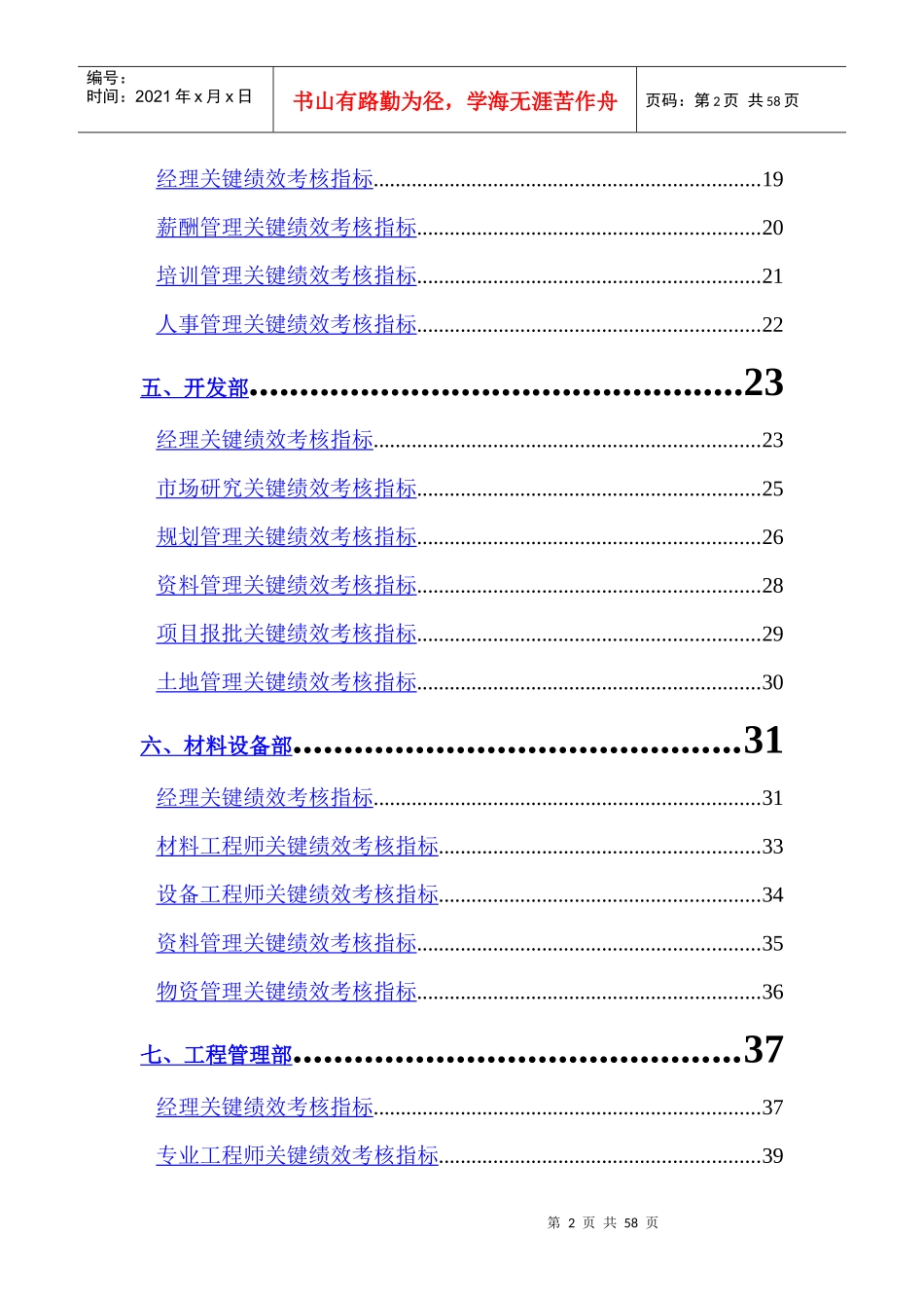 房地产企业绩效考核指标库_第2页