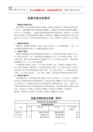 机票市场分析报告样本
