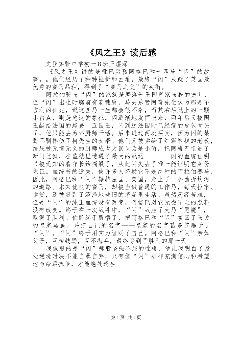 《风之王》读后感_1_第1页