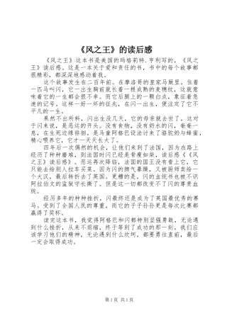 《风之王》的读后感