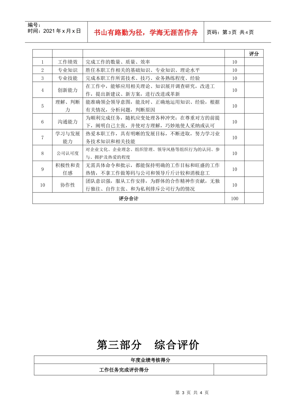 某生产企业销售部部长绩效考核表_第3页