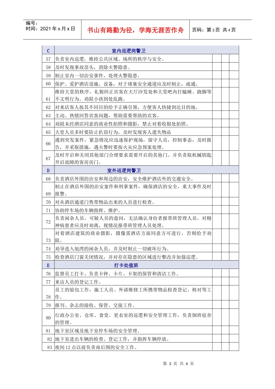 酒店安保服务质量检查标准_第3页