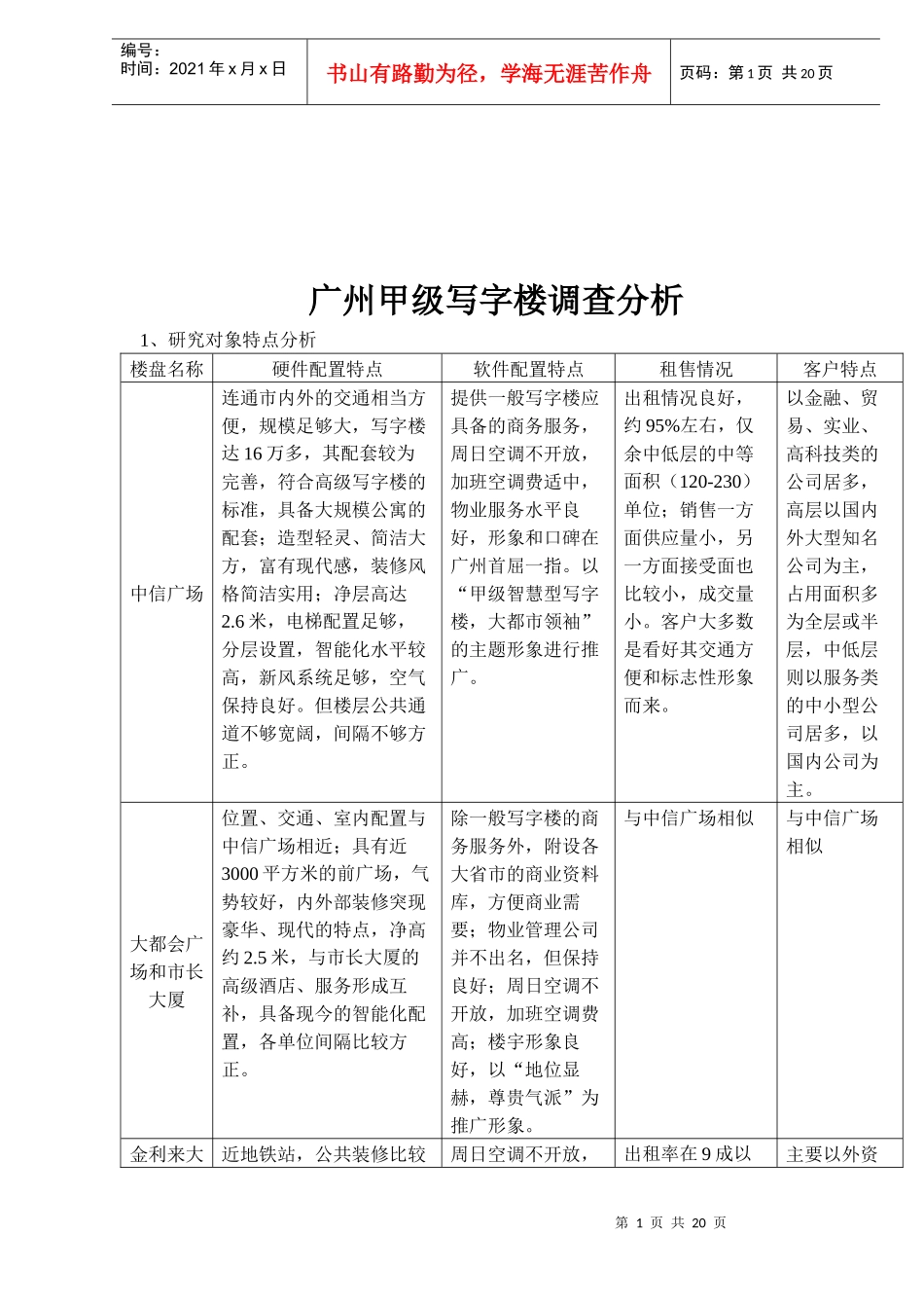 某写字楼调查分析_第1页