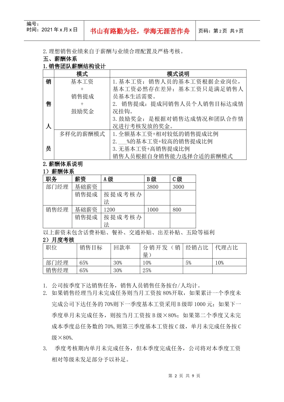 某科技市场部销售人员考核与薪酬体系_第2页