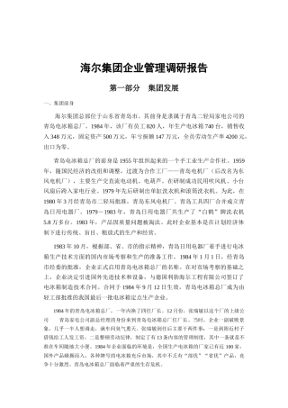 海尔集团调研报告