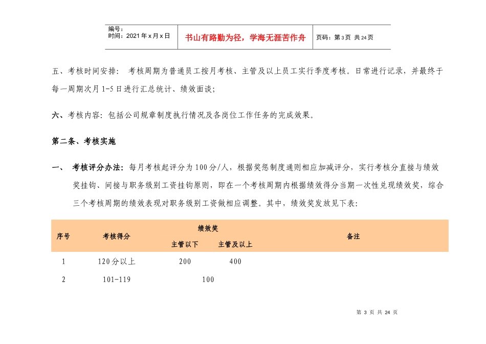 物业绩效考核评分及奖惩方案_第3页