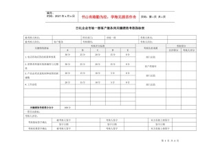 日化企业市场一部客户服务岗关键绩效考核指标表