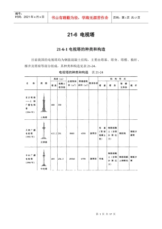 施工手册(第四版)第二十一章构筑物工程21-6 电视塔